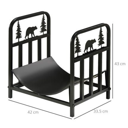 Metal Firewood Log Holder Indoor Outdoor Firewood Rack Inner Arced Fireplace Woo