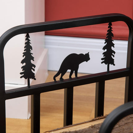 Metal Firewood Log Holder Indoor Outdoor Firewood Rack Inner Arced Fireplace Woo