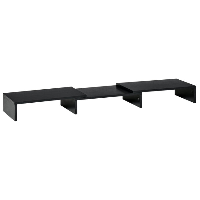 Dual Monitor Adjustable Length and Angle Stand Riser for Laptop, PC, Printer, TV - Black