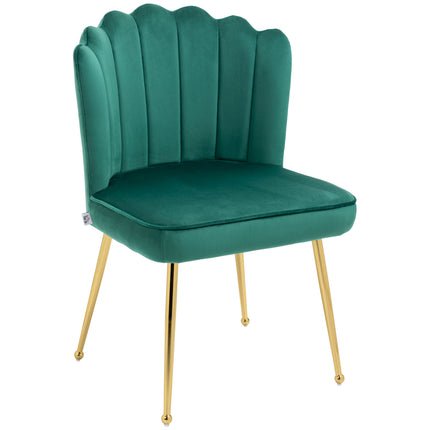 Velvet-Feel Shell Luxe Accent Chair with Metal Legs and Comfort Padding - Green