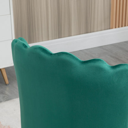 Velvet-Feel Shell Luxe Accent Chair with Metal Legs and Comfort Padding - Green