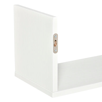 Set of 3 Wooden U-Shaped Floating Wall Shelves for Books, CD, DVD Storage - White