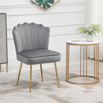 Velvet-Feel Shell Luxe Accent Chair with Metal Legs and Comfort Padding - Grey