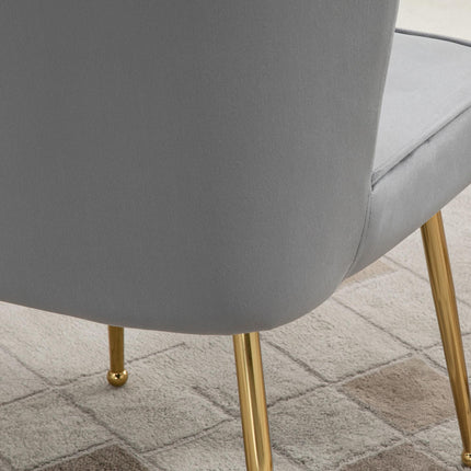 Velvet-Feel Shell Luxe Accent Chair with Metal Legs and Comfort Padding - Grey