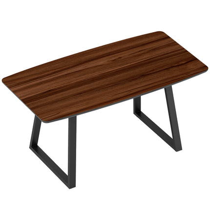 Extendable Rectangular Dining Table for 4-6 with Wood Effect Top & Metal Frame - Nature Wood Effect