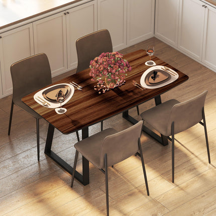 Extendable Rectangular Dining Table for 4-6 with Wood Effect Top & Metal Frame - Nature Wood Effect