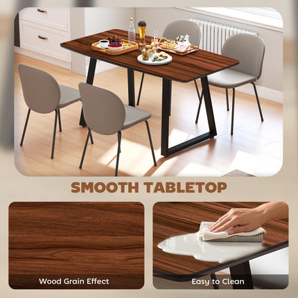 Extendable Rectangular Dining Table for 4-6 with Wood Effect Top & Metal Frame - Nature Wood Effect