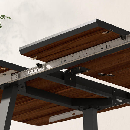 Extendable Rectangular Dining Table for 4-6 with Wood Effect Top & Metal Frame - Nature Wood Effect