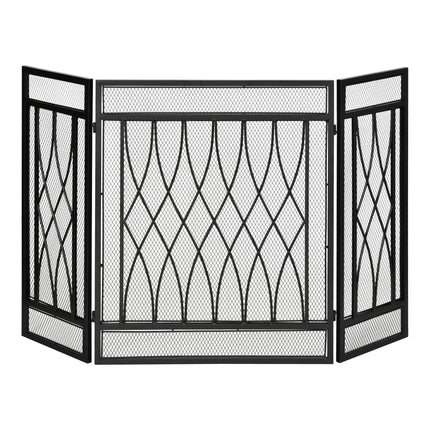 126cm 3-Panel Metal Folding Fireplace Screen Heat Flame Protective Guard Child P