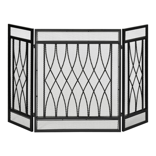 126cm 3-Panel Metal Folding Fireplace Screen Heat Flame Protective Guard Child P