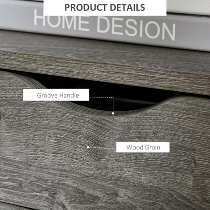 Industrial Side Table with Drawers and Storage Shelf, Slim Nightstand for Living Room & Bedroom - Grey