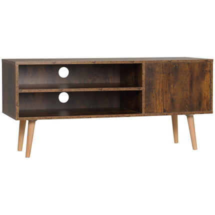TV Unit Cabinet for TVs up to 55 Inches with Cupboard and Storage Shelves - Brown
