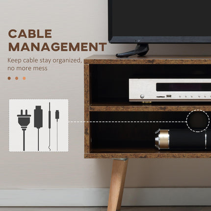 TV Unit Cabinet for TVs up to 55 Inches with Cupboard and Storage Shelves - Brown
