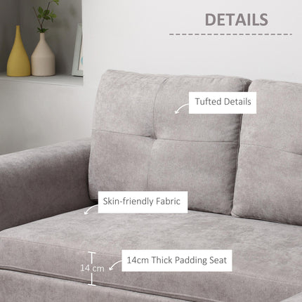 Linen-Look Reversible L-Shaped Sofa Bed with Storage - Grey