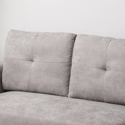 Linen-Look Reversible L-Shaped Sofa Bed with Storage - Grey