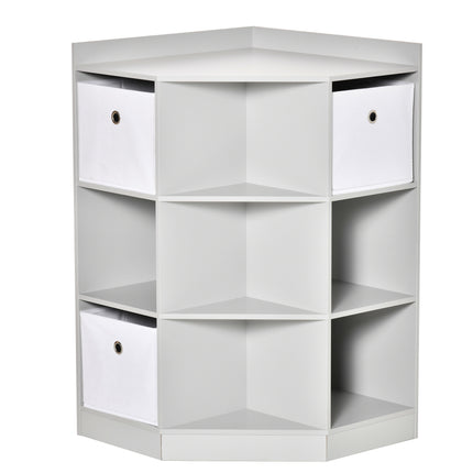Kids Corner Storage Cabinet with Drawers and Anti-Tipping Hardware for Playroom or Bedroom - Grey