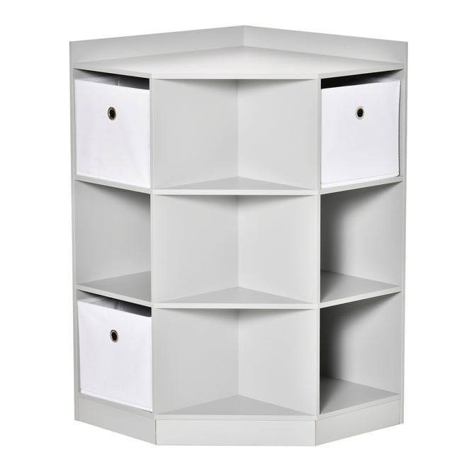 Kids Corner Storage Cabinet with Drawers and Anti-Tipping Hardware for Playroom or Bedroom - Grey