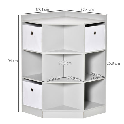 Kids Corner Storage Cabinet with Drawers and Anti-Tipping Hardware for Playroom or Bedroom - Grey