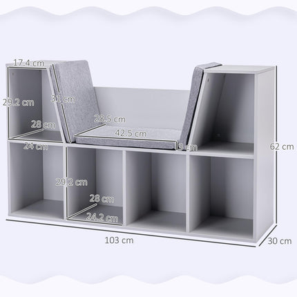 Kids Storage Cabinet with Six Compartments for Toys, Clothes & Books - Grey