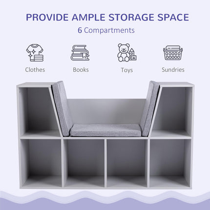 Kids Storage Cabinet with Six Compartments for Toys, Clothes & Books - Grey
