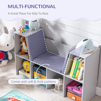 Kids Storage Cabinet with Six Compartments for Toys, Clothes & Books - Grey