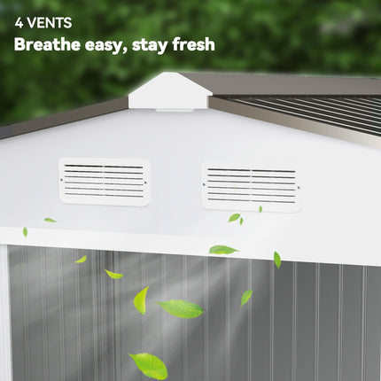 9 x 6ft Metal Garden Storage Shed with Floor and Ventilation - Silver