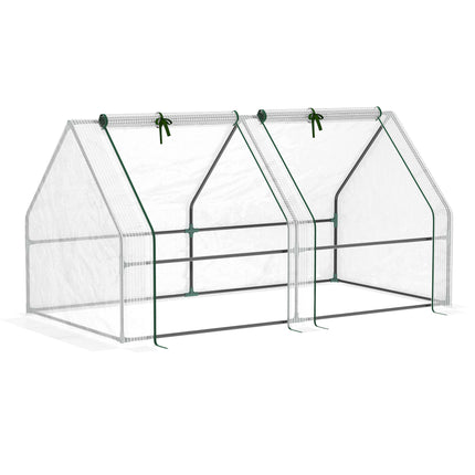 Mini Greenhouse with Steel Frame and Zippered Window 180x90x90cm - White