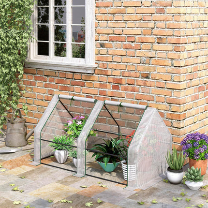 Mini Greenhouse with Steel Frame and Zippered Window 180x90x90cm - White