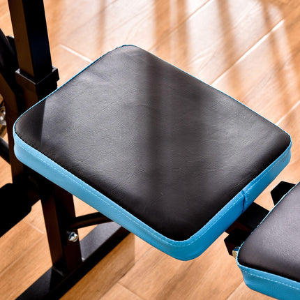 Adjustable Weight Bench with Leg Developer and Barbell Rack for Strength Training - Black Blue