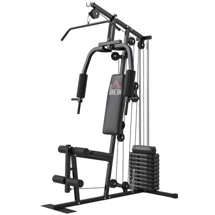 Multifunction Home Gym Machine with 45kg Weight Stack for Strength Training - Black