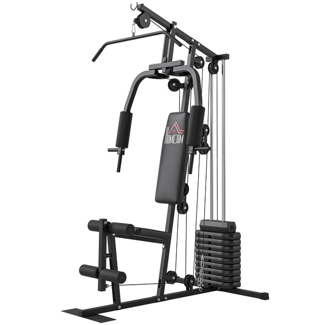 Multifunction Home Gym Machine with 45kg Weight Stack for Strength Training - Black