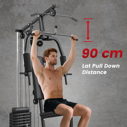 Multifunction Home Gym Machine with 45kg Weight Stack for Strength Training - Black