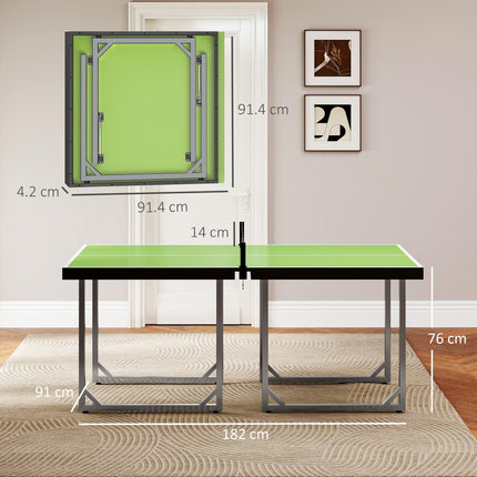 182cm Folding Mini Tennis Table with Net for Indoor Outdoor Use - Green