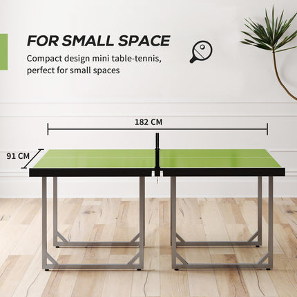 182cm Folding Mini Tennis Table with Net for Indoor Outdoor Use - Green