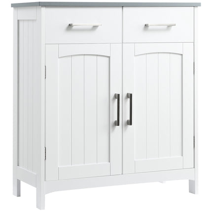 Freestanding Wooden Bathroom Floor Cabinet with Adjustable Shelf and Drawers - White