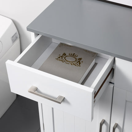 Freestanding Wooden Bathroom Floor Cabinet with Adjustable Shelf and Drawers - White