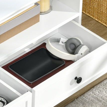 Modern TV Unit Cabinet for TVs up to 45" with Drawers, Open Shelves & Cable Holes - White