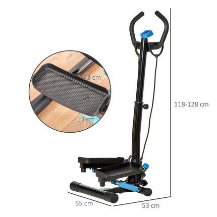 Adjustable Twist Stepper Machine with LCD Screen for Full Body Workout - Black Blue