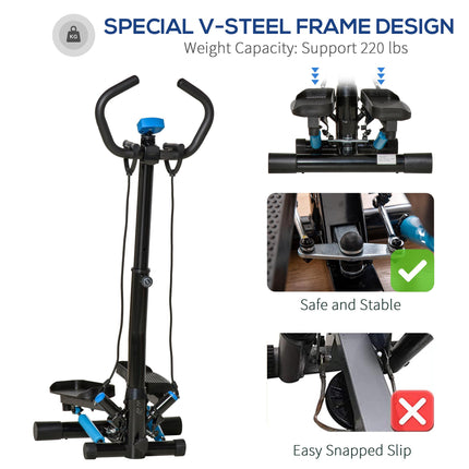Adjustable Twist Stepper Machine with LCD Screen for Full Body Workout - Black Blue