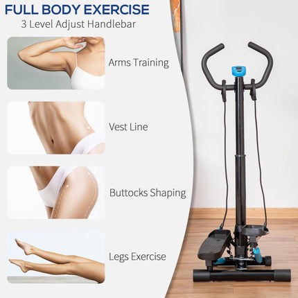 Adjustable Twist Stepper Machine with LCD Screen for Full Body Workout - Black Blue