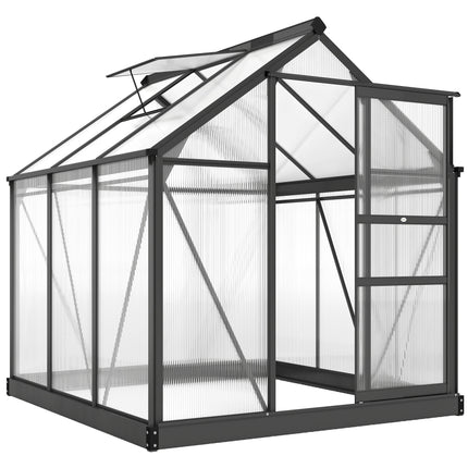 6 x 6 ft Aluminium Frame Greenhouse with Sliding Door & Window - Grey
