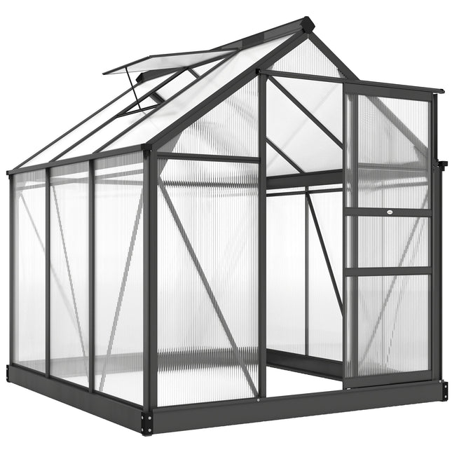 6 x 6 ft Aluminium Frame Greenhouse with Sliding Door & Window - Grey