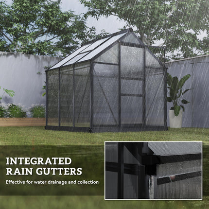 6 x 6 ft Aluminium Frame Greenhouse with Sliding Door & Window - Grey