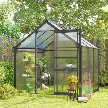 6 x 6 ft Aluminium Frame Greenhouse with Sliding Door & Window - Grey