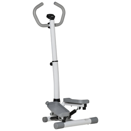 Adjustable Twist Stepper Machine with LCD Monitor and Handlebars - White