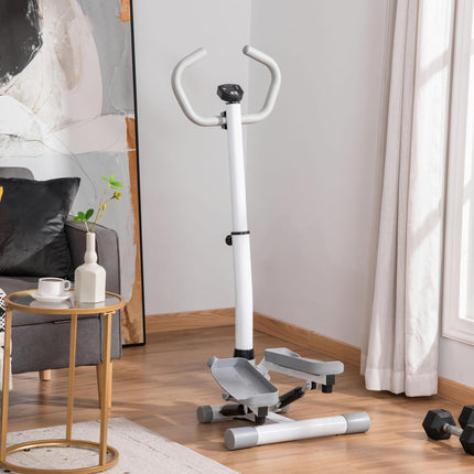 Adjustable Twist Stepper Machine with LCD Monitor and Handlebars - White