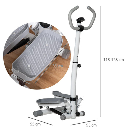 Adjustable Twist Stepper Machine with LCD Monitor and Handlebars - White