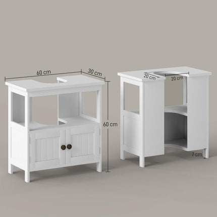 Modern Bathroom Vanity Storage Cabinet with Double Doors and U-Shape Cut-Out - White
