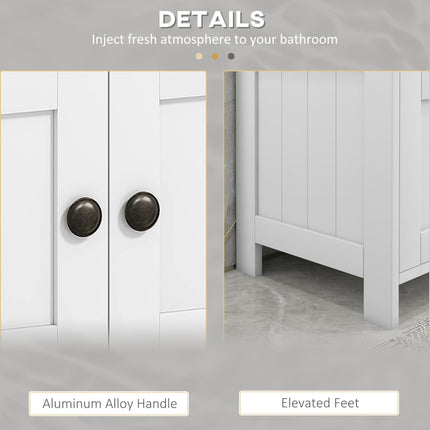 Modern Bathroom Vanity Storage Cabinet with Double Doors and U-Shape Cut-Out - White