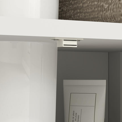 Modern Bathroom Vanity Storage Cabinet with Double Doors and U-Shape Cut-Out - White